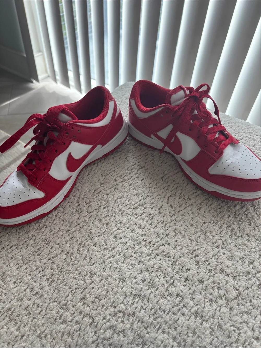 Nike Red and White Low-Top Sneakers